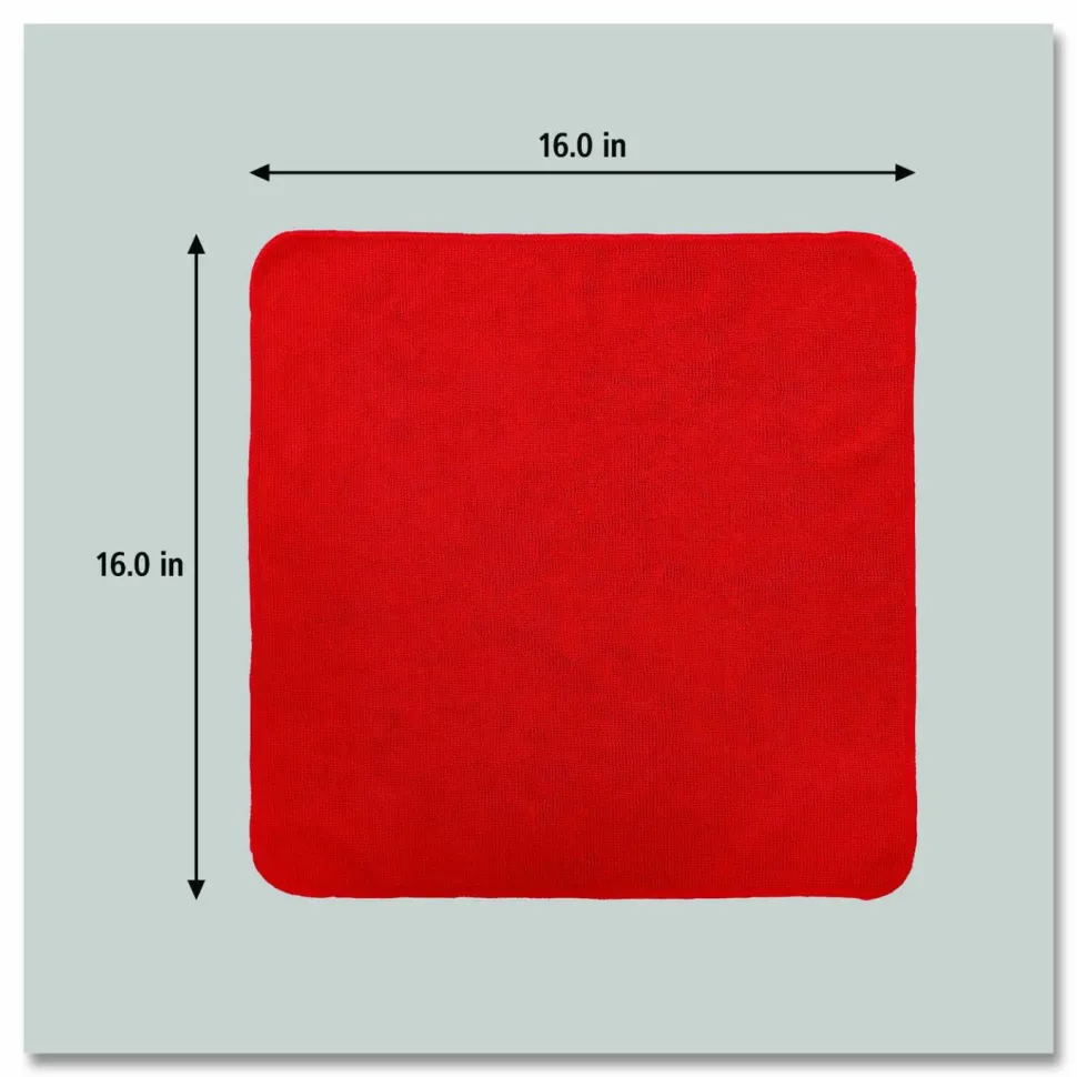Rubbermaid Commercial Products HYGEN r-40 Recycled Microfiber Cloth, 16" X 16", Red, 24-Pack