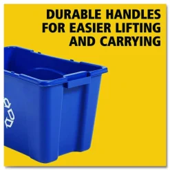 Rubbermaid Commercial Rectangular Polyethylene Stacking Recycle Bin, 18 Gallons, Blue