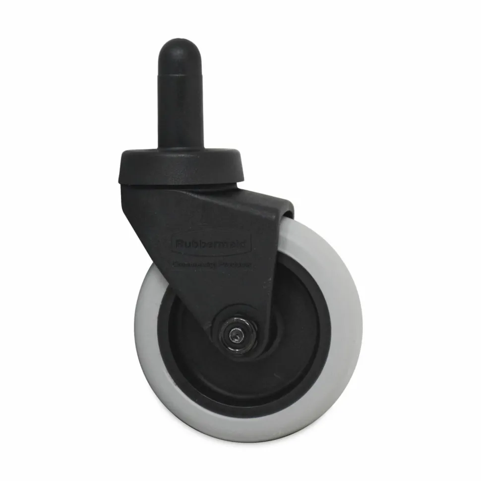 Rubbermaid Commercial Replacement Bayonet-Stem Swivel Casters, Grip Ring Stem, 3" Soft Rubber Wheel, Black