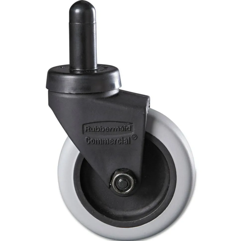 Rubbermaid Commercial Replacement Bayonet-Stem Swivel Casters, Grip Ring Stem, 3" Soft Rubber Wheel, Black