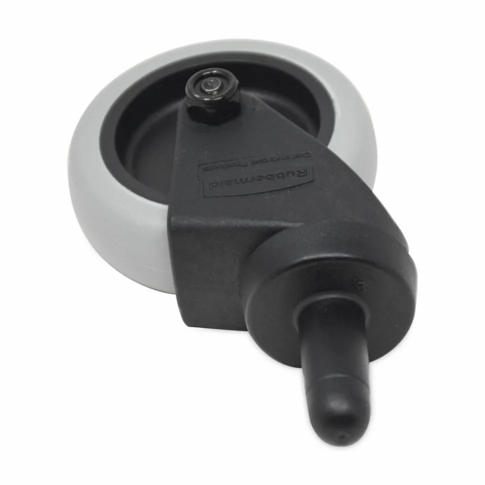 Rubbermaid Commercial Replacement Bayonet-Stem Swivel Casters, Grip Ring Stem, 3" Soft Rubber Wheel, Black
