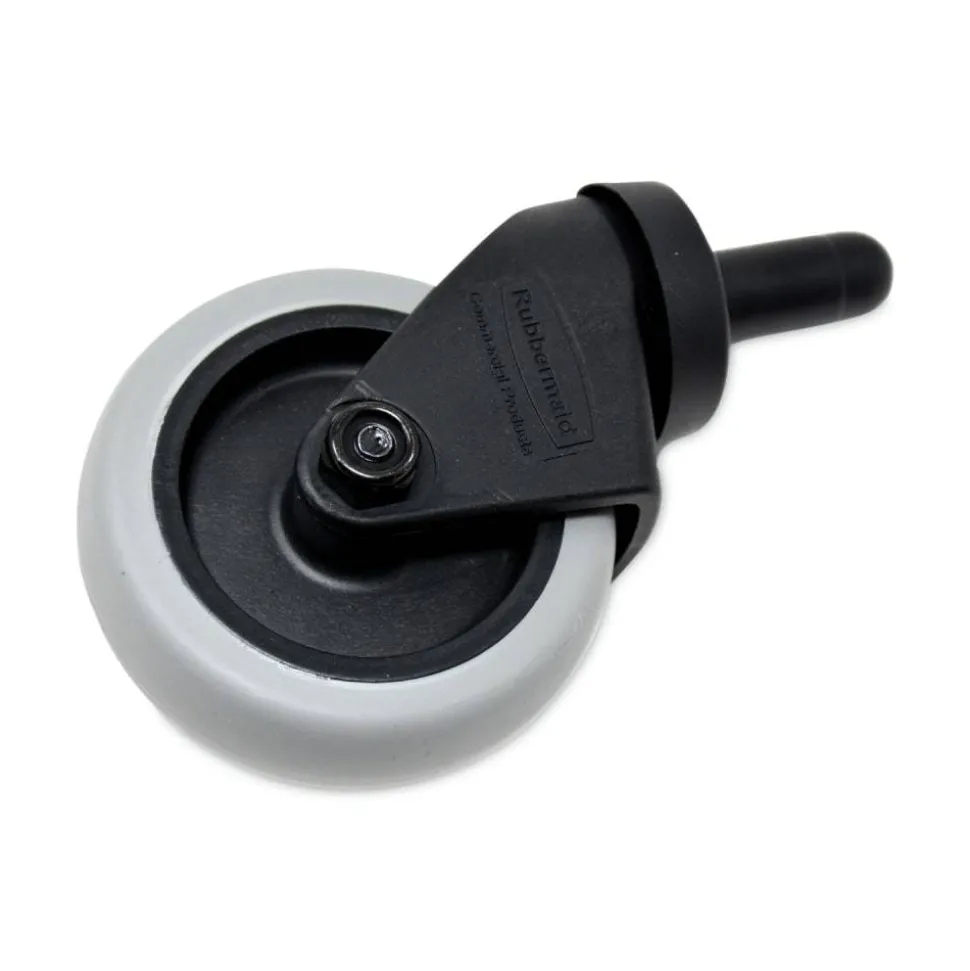 Rubbermaid Commercial Replacement Bayonet-Stem Swivel Casters, Grip Ring Stem, 3" Soft Rubber Wheel, Black