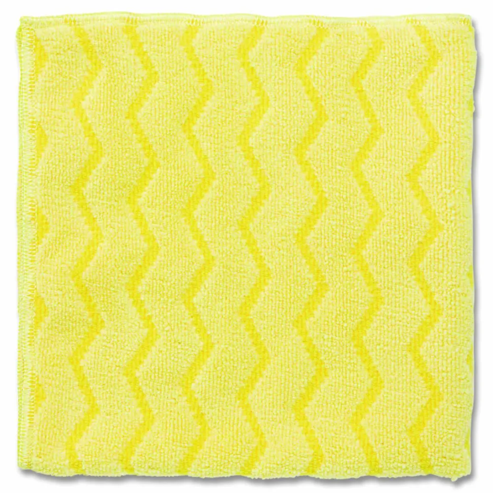 Rubbermaid Commercial Reusable Cleaning Cloths, Microfiber, 16 x 16, Yellow, 12/Carton