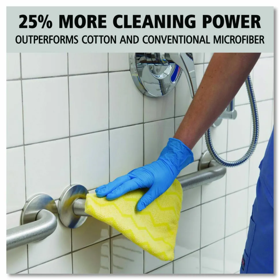 Rubbermaid Commercial Reusable Cleaning Cloths, Microfiber, 16 x 16, Yellow, 12/Carton