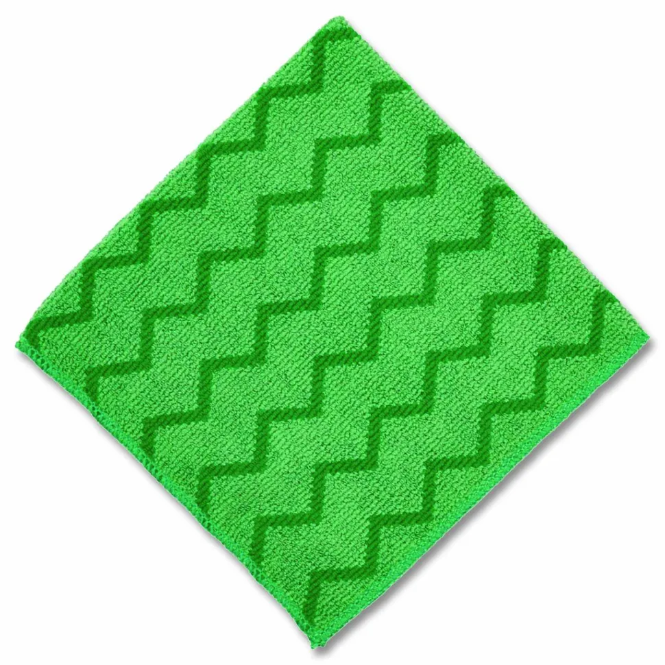 Rubbermaid Commercial Reusable Cleaning Cloths, Microfiber, 16 x 16, Green, 12/Carton