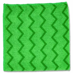 Rubbermaid Commercial Reusable Cleaning Cloths, Microfiber, 16 x 16, Green, 12/Carton
