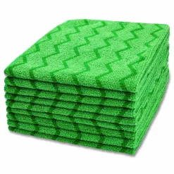 Rubbermaid Commercial Reusable Cleaning Cloths, Microfiber, 16 x 16, Green, 12/Carton