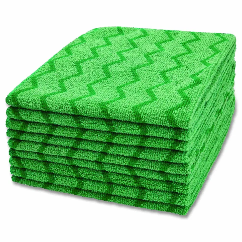 Rubbermaid Commercial Reusable Cleaning Cloths, Microfiber, 16 x 16, Green, 12/Carton