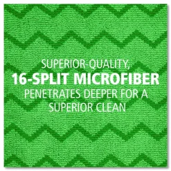 Rubbermaid Commercial Reusable Cleaning Cloths, Microfiber, 16 x 16, Green, 12/Carton