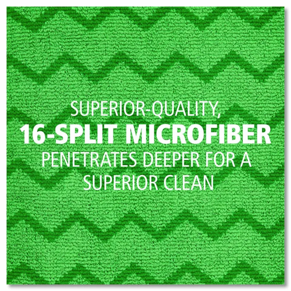 Rubbermaid Commercial Reusable Cleaning Cloths, Microfiber, 16 x 16, Green, 12/Carton