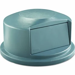Rubbermaid Commercial Round BRUTE Dome Top Receptacle, Push Door for 44 gal Containers, 24.81" Diameter x 12.63h, Gray