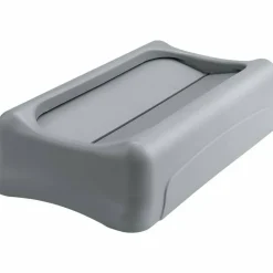 Rubbermaid Commercial Slim Jim Container Swing Lid - Rectangular - Plastic - Gray - 1 Each