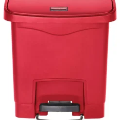 Rubbermaid Commercial Slim Jim Streamline Resin Step-On Container, Front Step Style, 4 gal, Polyethylene, Red