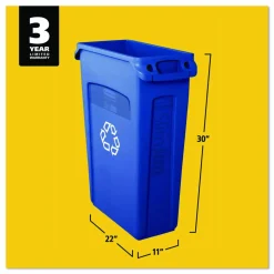 Rubbermaid Commercial Slim Jim Recycle Waste Container, 23-Gallons, Blue