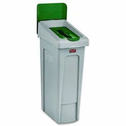 Rubbermaid Commercial Slim Jim Recycling Station Kit, 1-Stream Paper, 23 gal, Plastic, Green/Gray