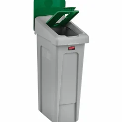 Rubbermaid Commercial Slim Jim Recycling Station Kit, 1-Stream Paper, 23 gal, Plastic, Green/Gray