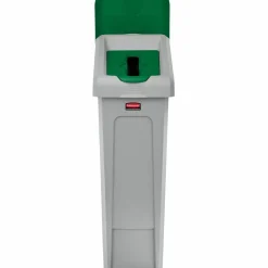 Rubbermaid Commercial Slim Jim Recycling Station Kit, 1-Stream Paper, 23 gal, Plastic, Green/Gray