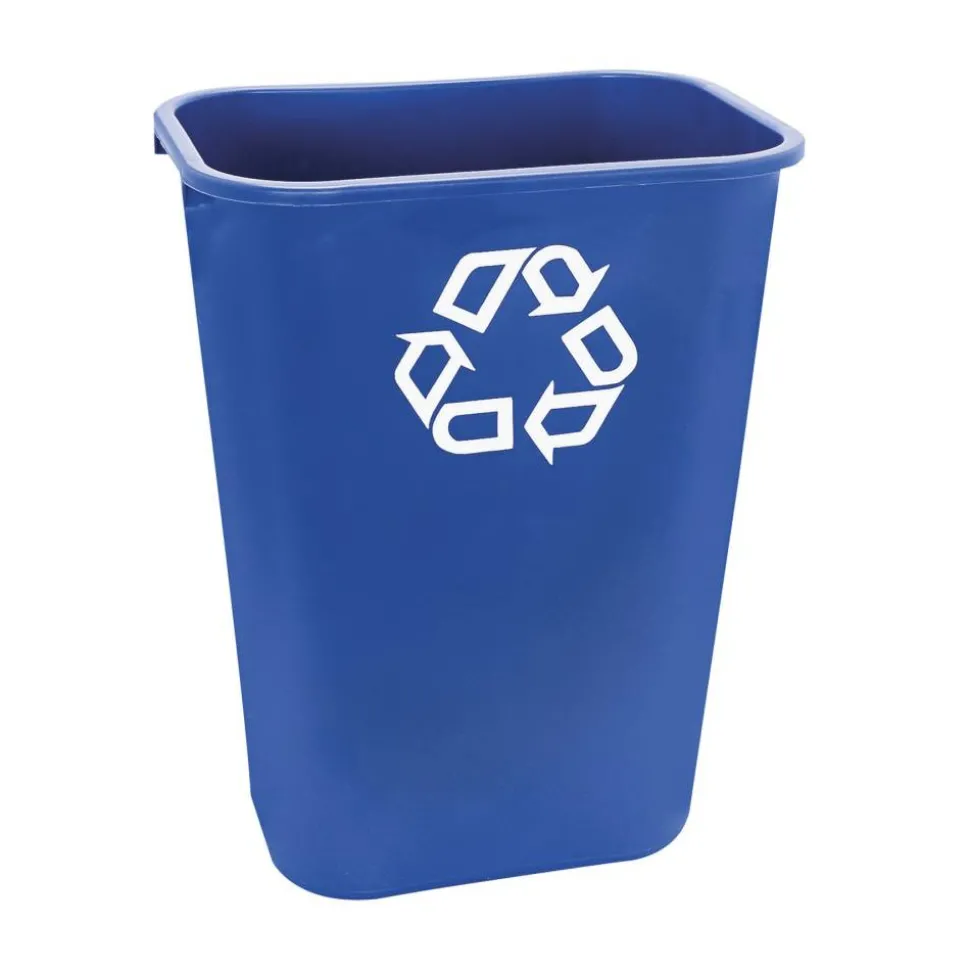 Rubbermaid Commercial Slim Jim Rectangular Plastic Recycling Container, 10.3 Gallons, Blue