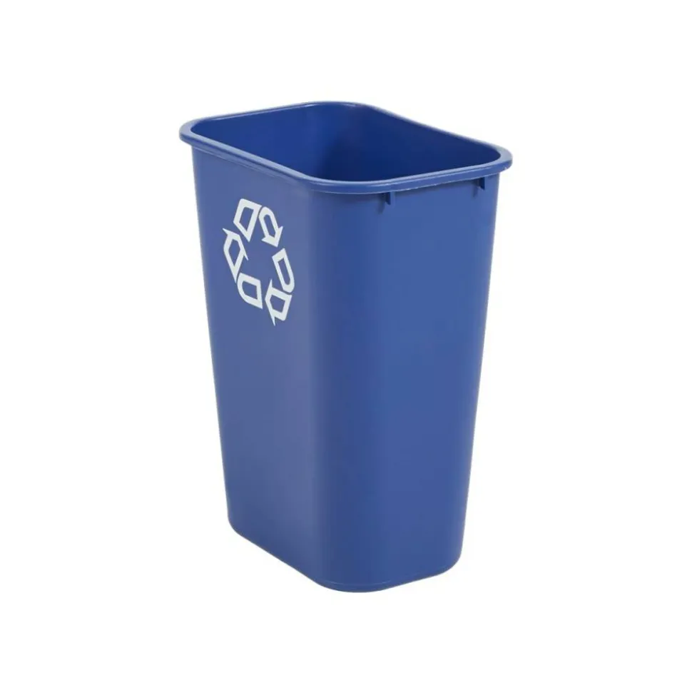 Rubbermaid Commercial Slim Jim Rectangular Plastic Recycling Container, 10.3 Gallons, Blue