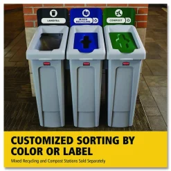 Rubbermaid Commercial Slim Jim Recycling Station 1-Stream Landfill, 23 Gal