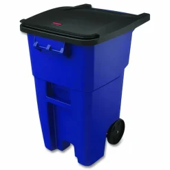 Rubbermaid Commercial Square Brute Rollout Container, 50 gal, Molded Plastic, Blue