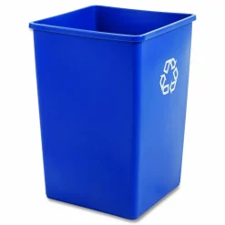 Rubbermaid Commercial Square Recycling Container, 35 gal, Plastic, Blue