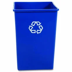 Rubbermaid Commercial Square Recycling Container, 35 gal, Plastic, Blue