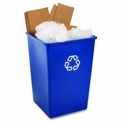 Rubbermaid Commercial Square Recycling Container, 35 gal, Plastic, Blue