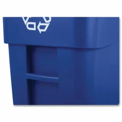Rubbermaid Commercial Square Brute Recycling Rollout Container, 50 gal, Plastic, Blue