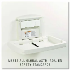 Rubbermaid Commercial Sturdy Station 2 Baby Changing Table, 33.5 x 21.5, Platinum