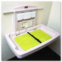 Rubbermaid Commercial Sturdy Station 2 Baby Changing Table, 33.5 x 21.5, Platinum