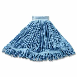 Rubbermaid Commercial Super Stitch Blend Mop Head, Cotton/Synthetic, Large, Blue, 6/Carton