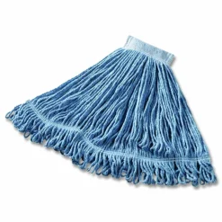 Rubbermaid Commercial Super Stitch Blend Mop Head, Cotton/Synthetic, Large, Blue, 6/Carton