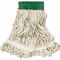 Rubbermaid Commercial Super Stitch Looped-End Wet Mop Head, Cotton/Synthetic, Medium, Green/White