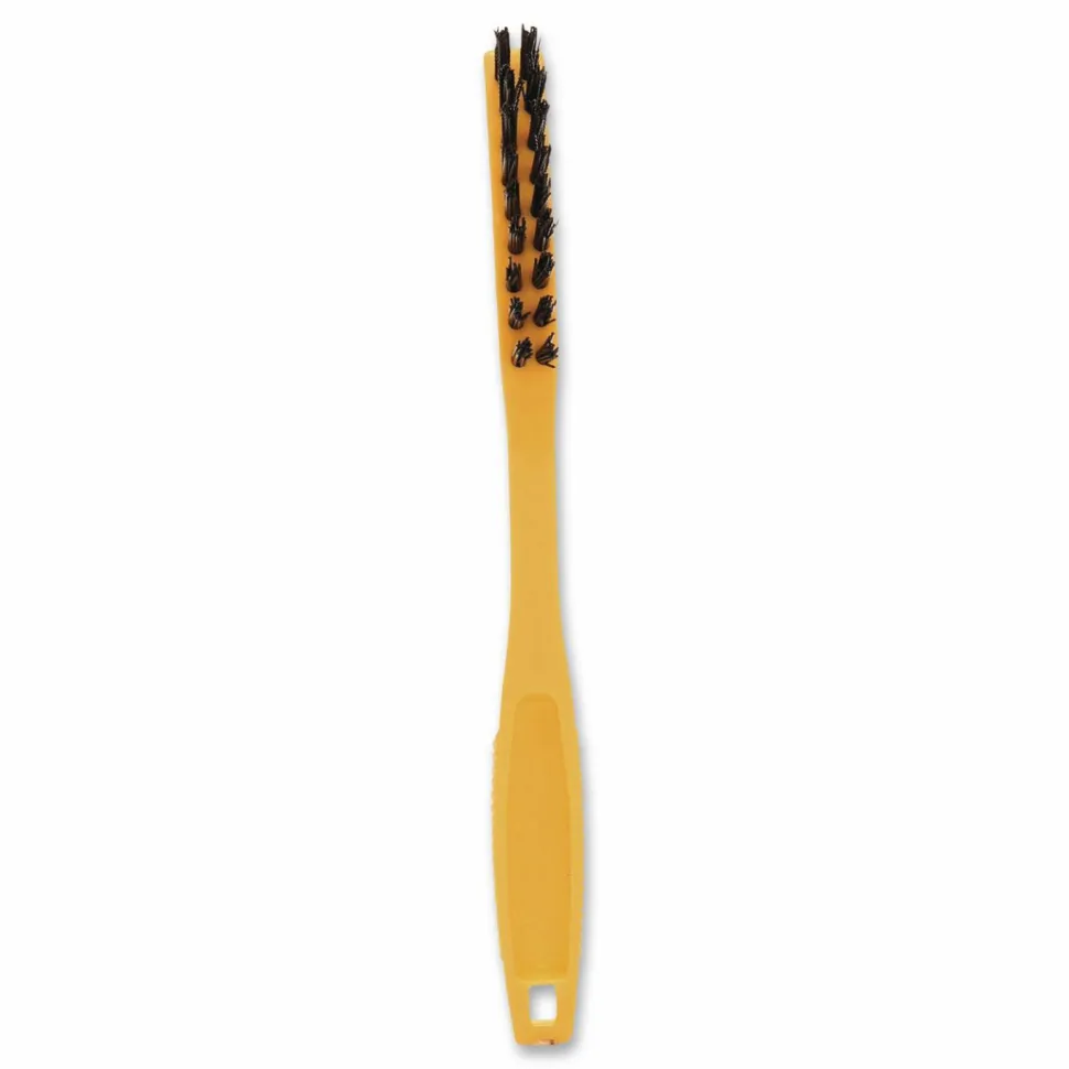 Rubbermaid Commercial Synthetic-Fill Tile and Grout Brush, Black Plastic Bristles, 2.5" Brush, 8.5" Yellow Plastic Handle