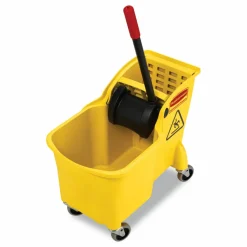 Rubbermaid Commercial Tandem 31-Quart Bucket/Wringer Combo, Reverse, 31 qt, Yellow