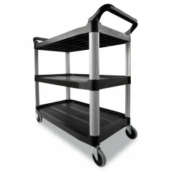 Rubbermaid Commercial Three-Shelf Service Cart, Plastic, 3 Shelves, 200 lb Capacity, 18.63