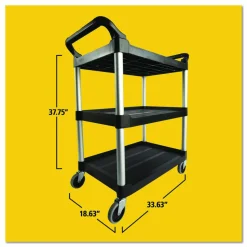 Rubbermaid Commercial Three-Shelf Service Cart, Plastic, 3 Shelves, 200 lb Capacity, 18.63