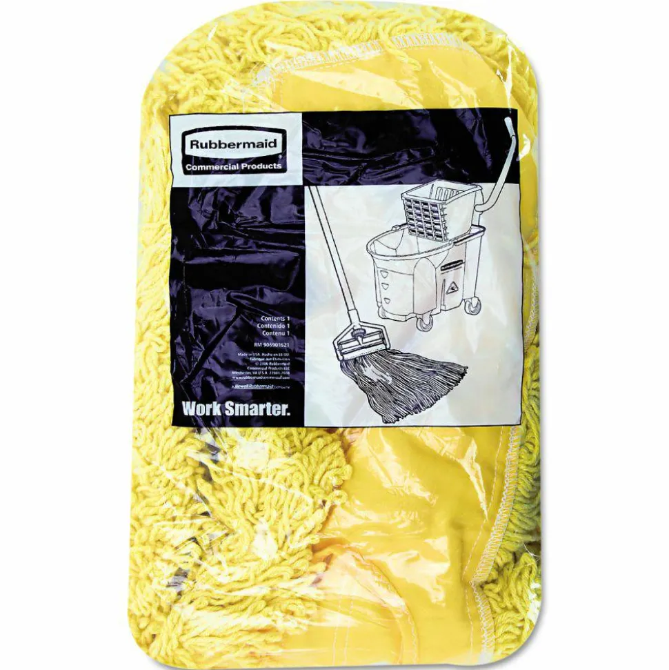 Rubbermaid Commercial Trapper Commercial Dust Mop, Looped-end Launderable, 5" x 24", Yellow