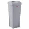 Rubbermaid Commercial Universal Square Trash Can with Swing Lid, 23 gal, Plastic, Gray
