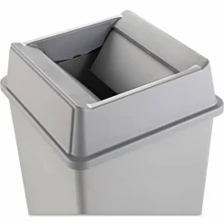 Rubbermaid Commercial Untouchable Square Swing Top Lid, Plastic, 20.13w x 20.13d x 6.25h, Gray