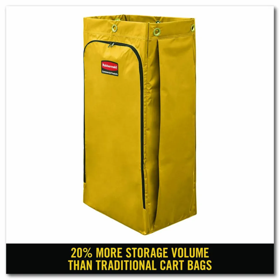 Rubbermaid Commercial Vinyl Cleaning Cart Bag for Rubbermaid Commercial 9T76, 9T77 and 9T78, 34 gal, 17.5" x 10.5" x 33", Yellow