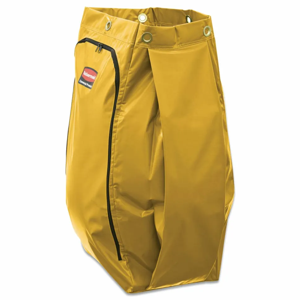 Rubbermaid Commercial Vinyl Cleaning Cart Bag for Rubbermaid Commercial 9T76, 9T77 and 9T78, 34 gal, 17.5" x 10.5" x 33", Yellow