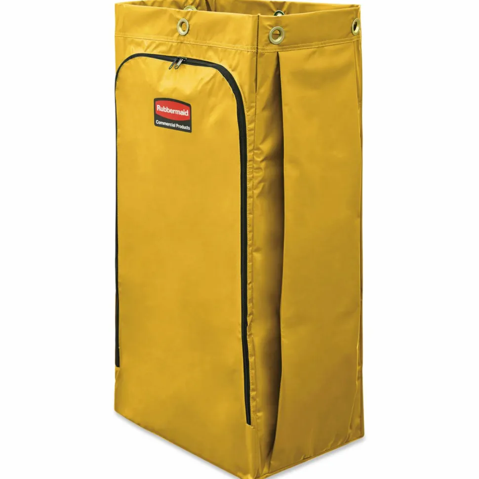 Rubbermaid Commercial Vinyl Cleaning Cart Bag for Rubbermaid Commercial 9T76, 9T77 and 9T78, 34 gal, 17.5" x 10.5" x 33", Yellow