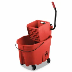 Rubbermaid Commercial WaveBrake 2.0 Bucket/Wringer Combos, Side-Press, 35 qt, Plastic, Red