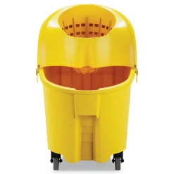 Rubbermaid Commercial WaveBrake Institution Bucket and Wringer Combos, Down-Press, 35 qt, Yellow