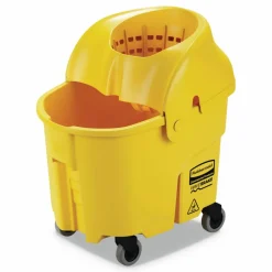 Rubbermaid Commercial WaveBrake Institution Bucket and Wringer Combos, Down-Press, 35 qt, Yellow