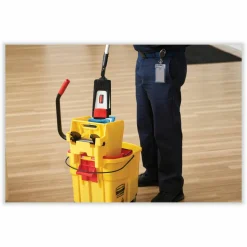 Rubbermaid Commercial WaveBrake 2.0 Bucket/Wringer Combos, Down-Press, 44 qt, Plastic, Yellow