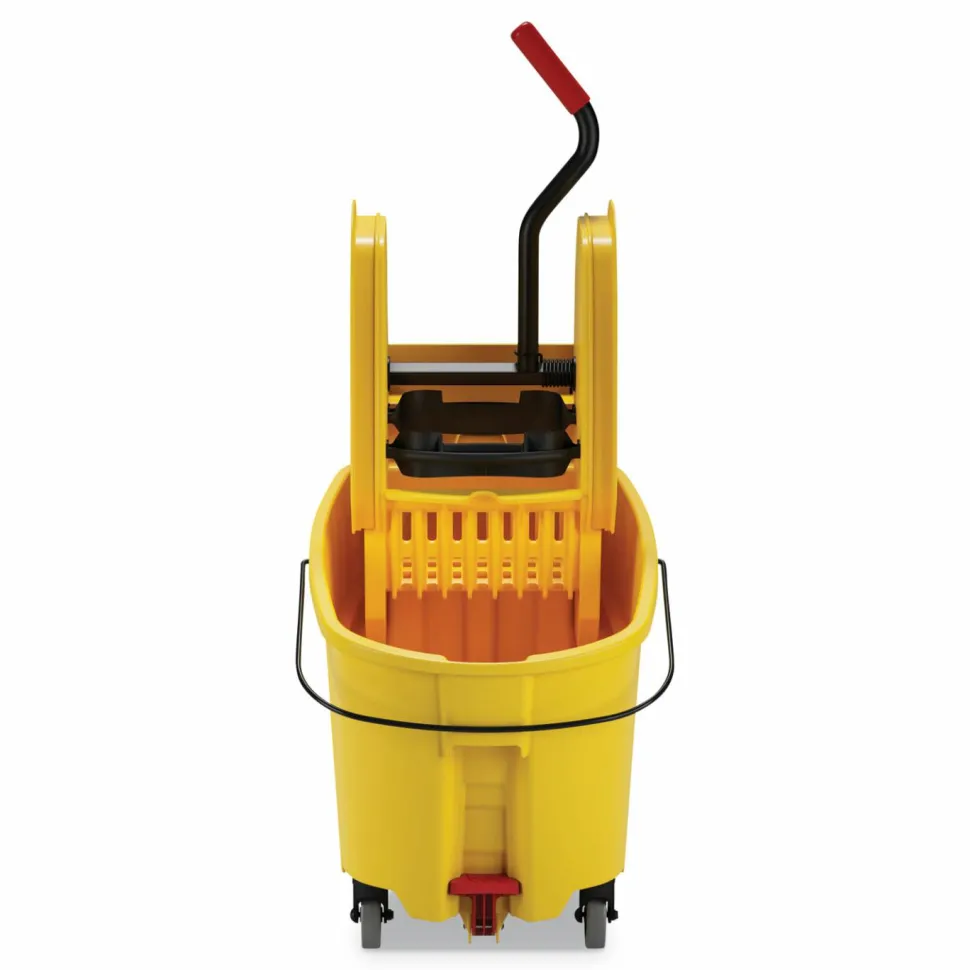 Rubbermaid Commercial WaveBrake 2.0 Bucket/Wringer Combos, Down-Press, 44 qt, Plastic, Yellow