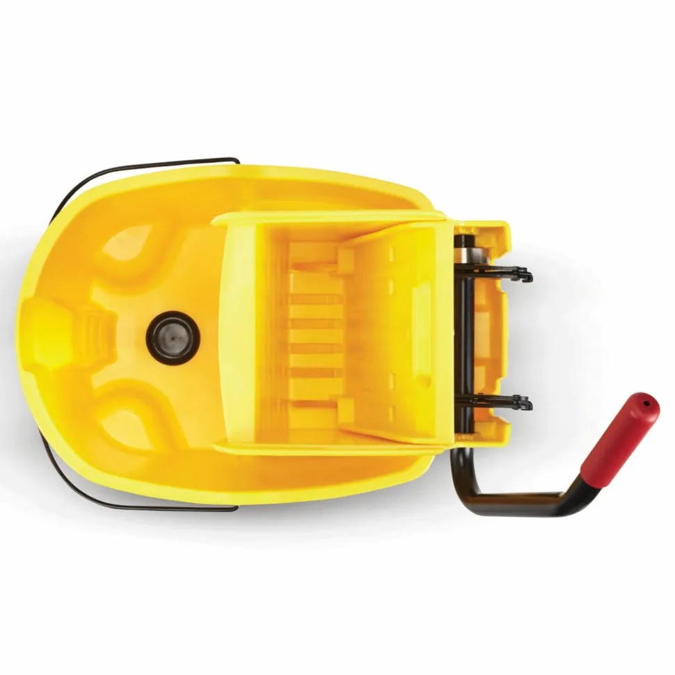 Rubbermaid Commercial WaveBrake 2.0 Bucket/Wringer Combos, Down-Press, 44 qt, Plastic, Yellow